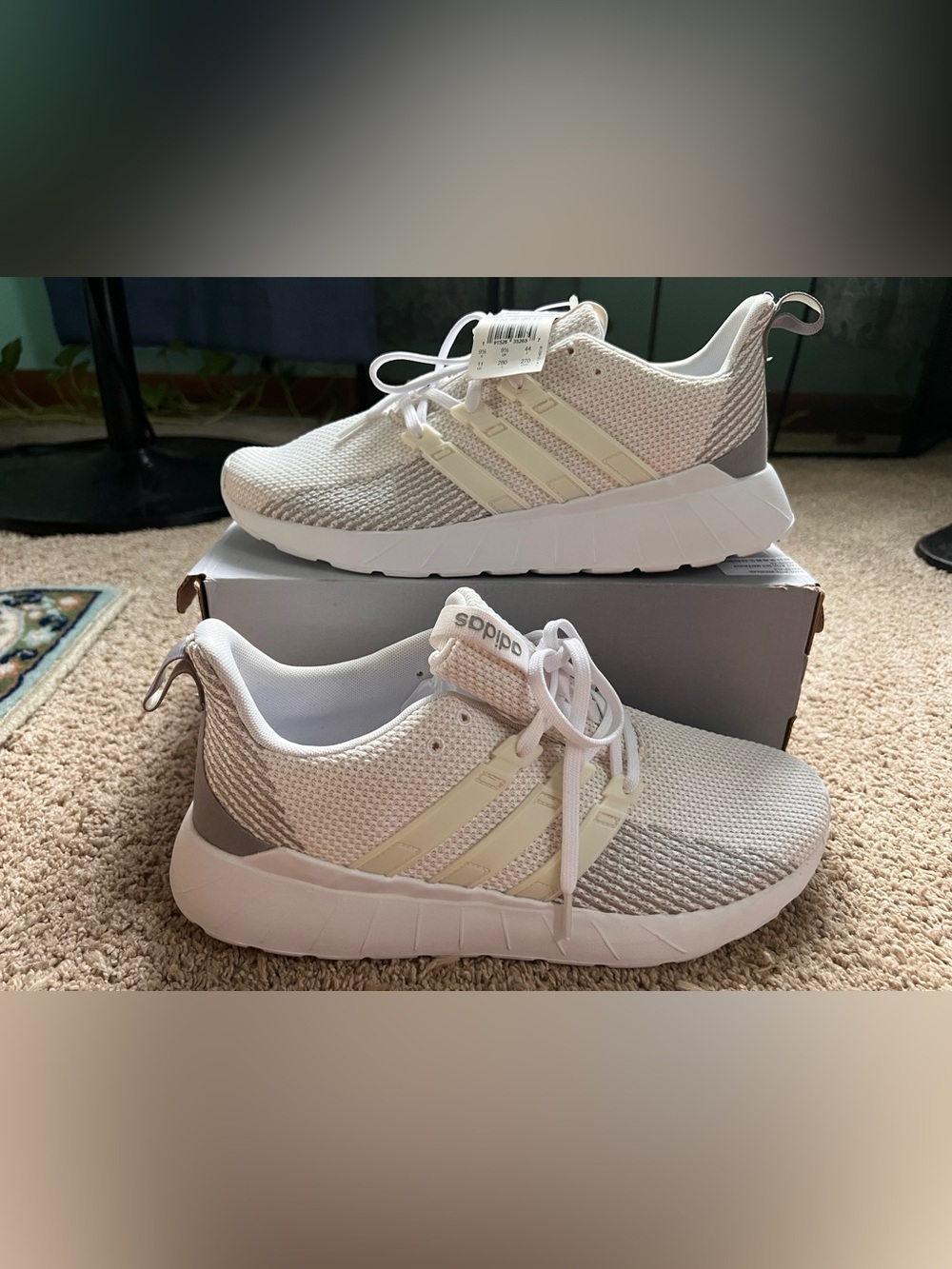 adidas women’s Cream and White Mesh Lace-Up Sneakers